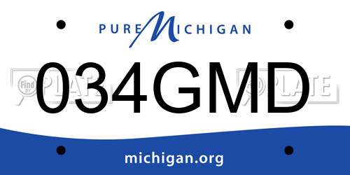 034GMD Michigan License Plate