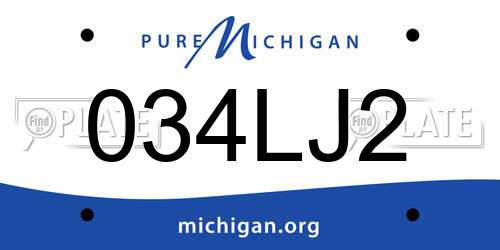 034LJ2 Michigan License Plate