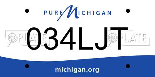 034LJT Michigan License Plate