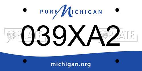 039XA2 Michigan License Plate
