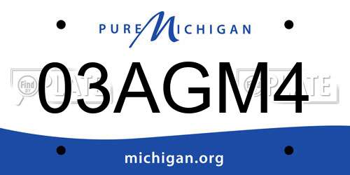 03AGM4 Michigan License Plate