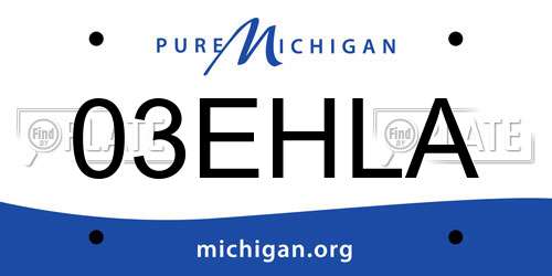 03EHLA Michigan License Plate