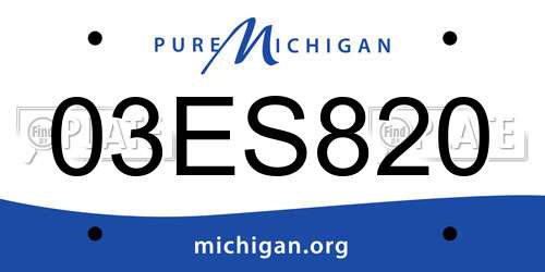 03ES820 Michigan License Plate