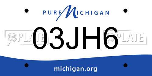 03JH6 Michigan License Plate