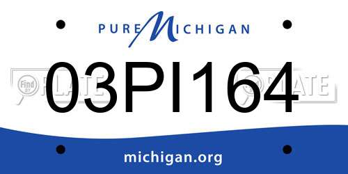 03PI164 Michigan License Plate