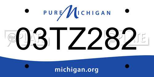 03TZ282 Michigan License Plate