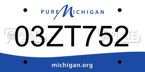 03ZT752 Michigan License Plate