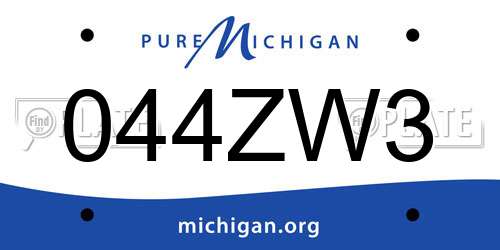 044ZW3 Michigan License Plate