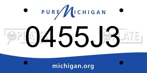 0455J3 Michigan License Plate