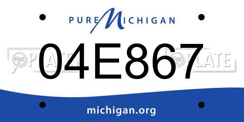 04E867 Michigan License Plate