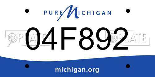 04F892 Michigan License Plate