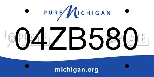 04ZB580 Michigan License Plate