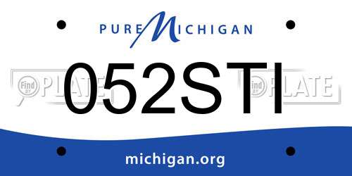 052STI Michigan License Plate