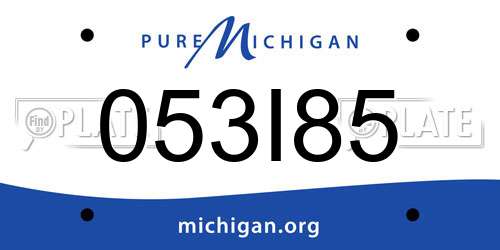 053I85 Michigan License Plate