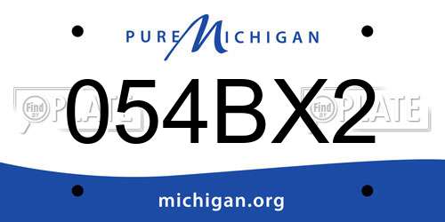 054BX2 Michigan License Plate