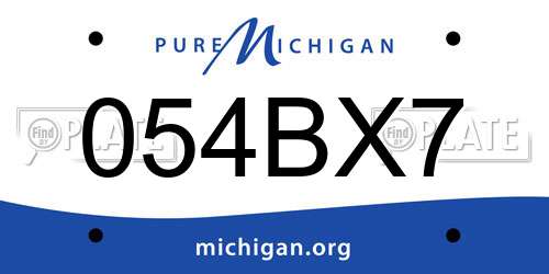 054BX7 Michigan License Plate
