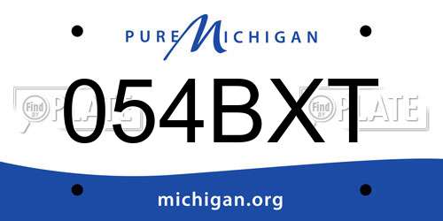 054BXT Michigan License Plate