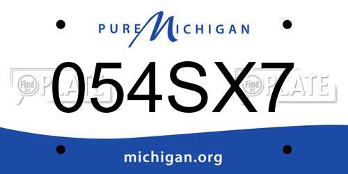 054SX7 Michigan License Plate