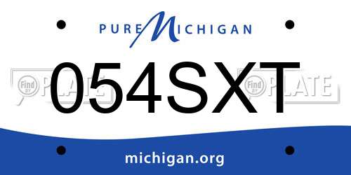 054SXT Michigan License Plate