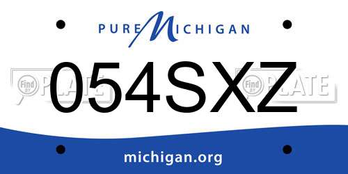054SXZ Michigan License Plate