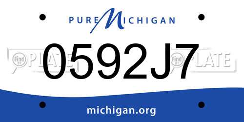 0592J7 Michigan License Plate