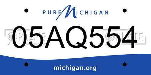 05AQ554 Michigan License Plate