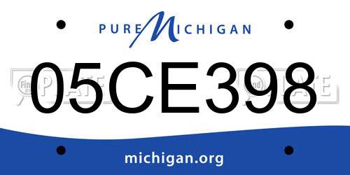 05CE398 Michigan License Plate