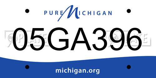 05GA396 Michigan License Plate