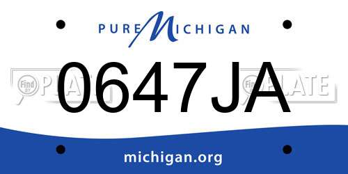 0647JA Michigan License Plate