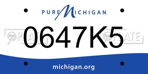 0647K5 Michigan License Plate