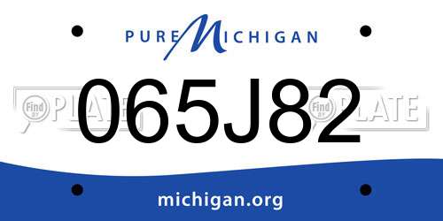 065J82 Michigan License Plate