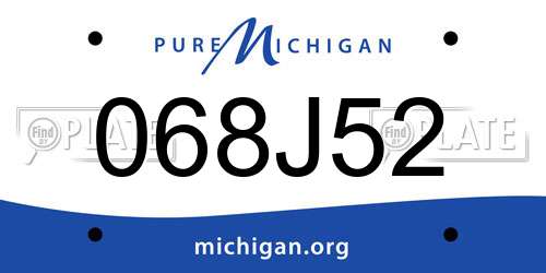 068J52 Michigan License Plate