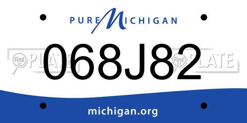 068J82 Michigan License Plate