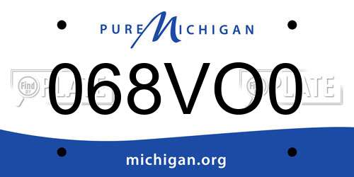068VO0 Michigan License Plate