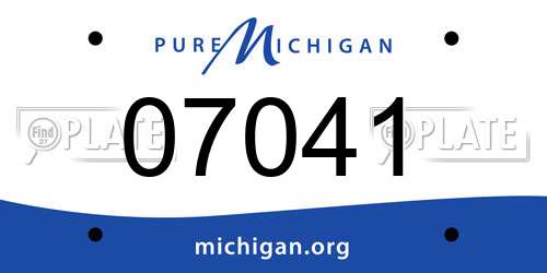 07041 Michigan License Plate