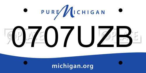 0707UZB Michigan License Plate