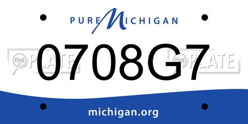 0708G7 Michigan License Plate
