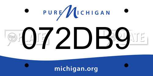 072DB9 Michigan License Plate