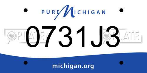 0731J3 Michigan License Plate