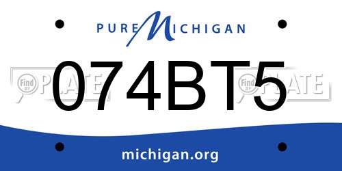 074BT5 Michigan License Plate