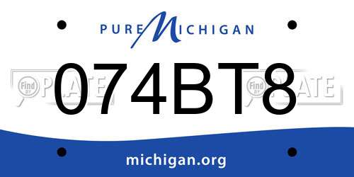 074BT8 Michigan License Plate