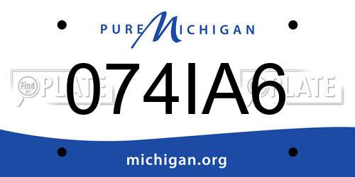 074IA6 Michigan License Plate