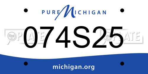 074S25 Michigan License Plate