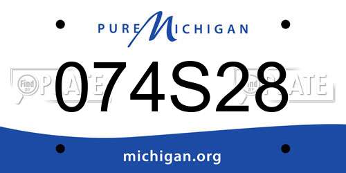 074S28 Michigan License Plate