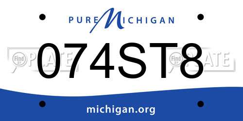 074ST8 Michigan License Plate