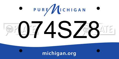 074SZ8 Michigan License Plate