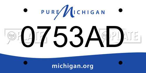 0753AD Michigan License Plate