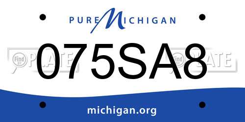 075SA8 Michigan License Plate