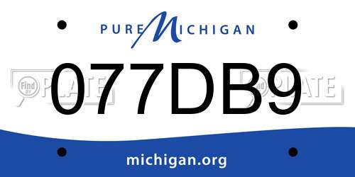 077DB9 Michigan License Plate