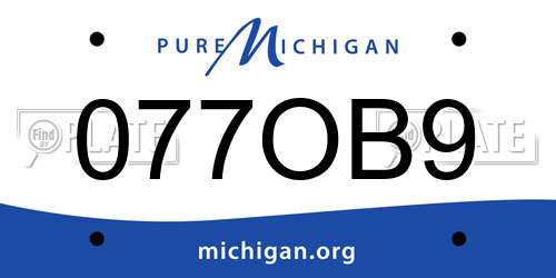 077OB9 Michigan License Plate
